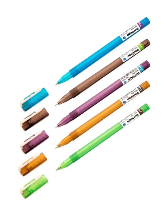 Ручка шариковая Berlingo Skyline светло-синий игольчатый стержень грип 0,7 мм 5 шт