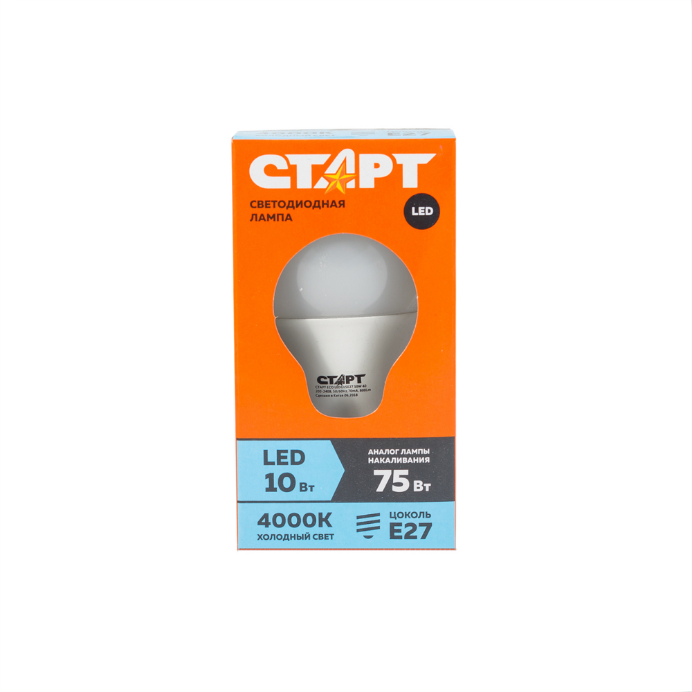 Лампа LED СТАРТ ECO GLS E27 10W 40