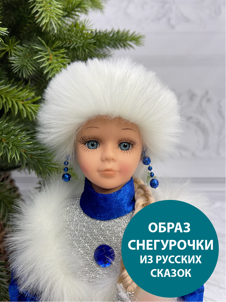 Фигура Снегурочка в шубе Triumph Nord голубая-серебряная, 40см