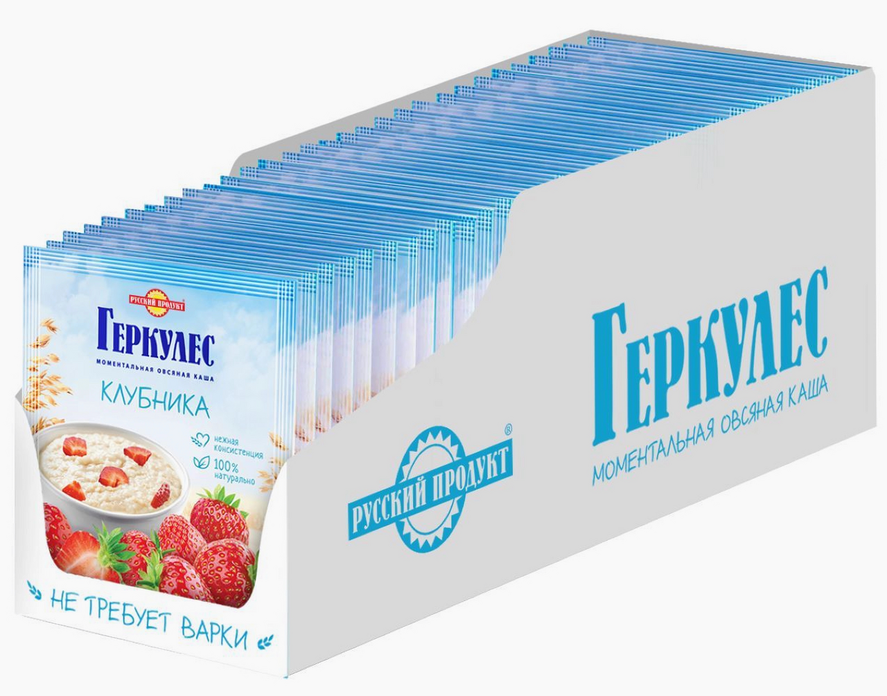 Каша овсяная Русский продукт геркулес клубника, 35г