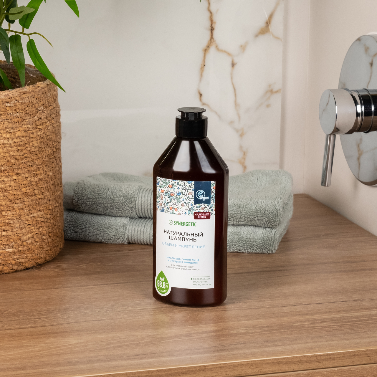 Шампунь Synergetic Объем и укрепление для всех для истонченных волос, 400мл