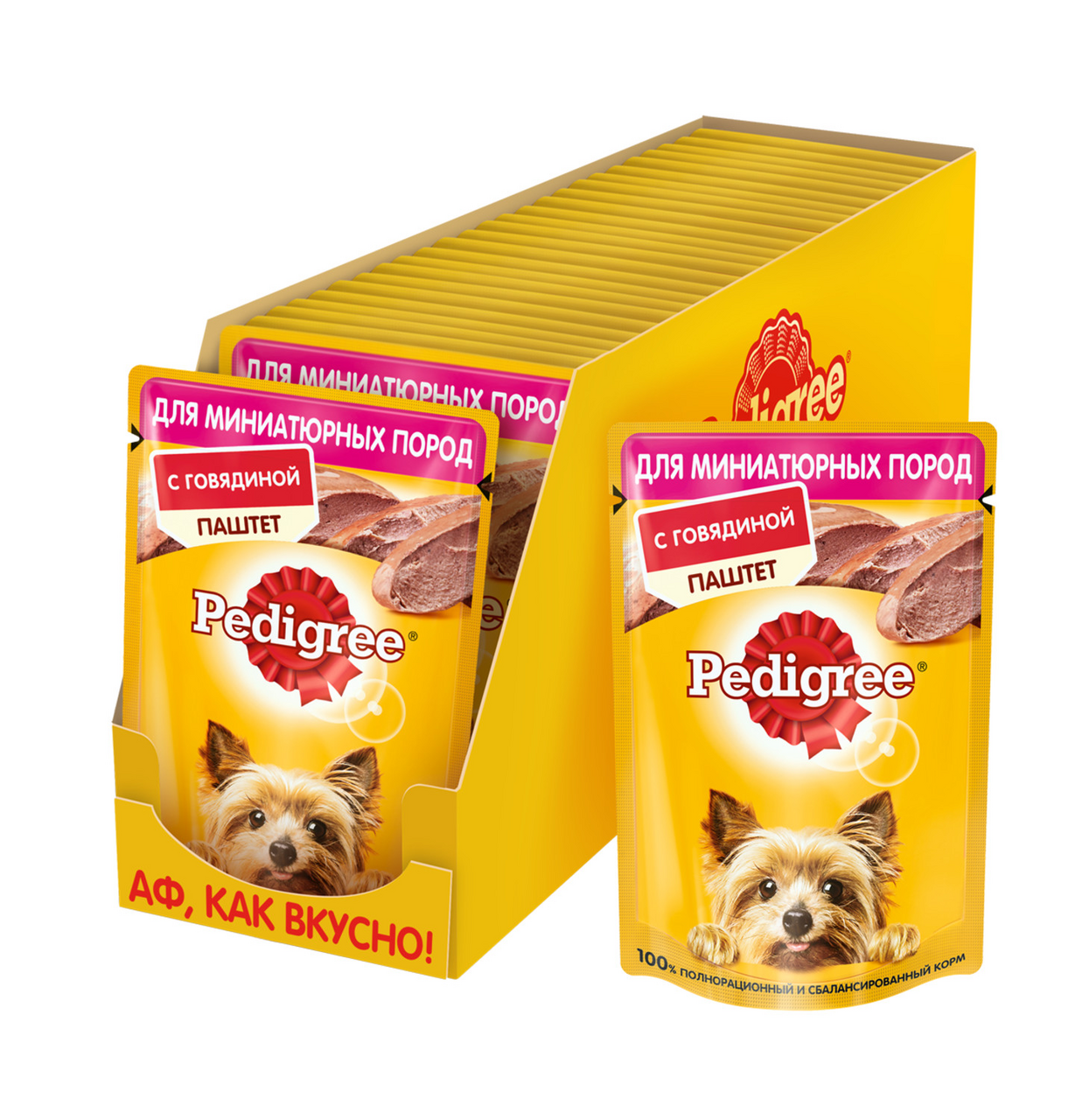 Корм влажный Pedigree паштет с говядиной для взрослых собак миниатюрных пород 80 г