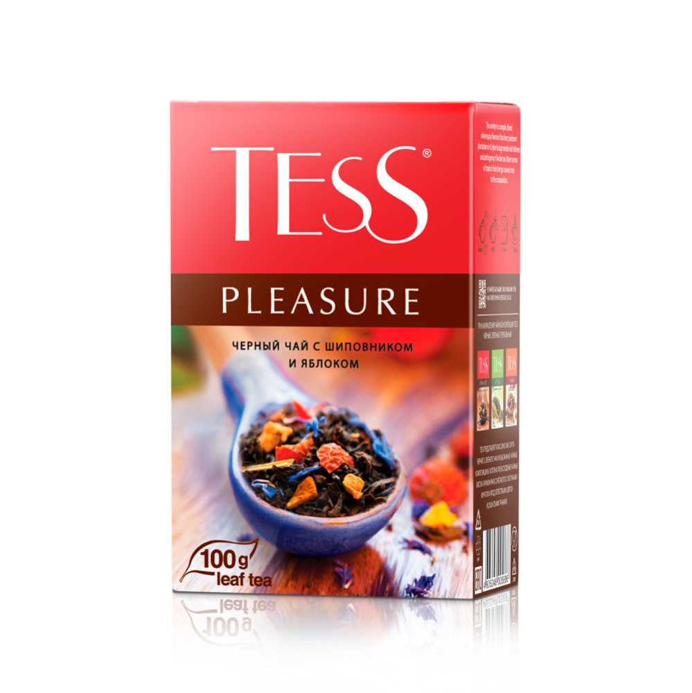 Чай черный Tess Pleasure шиповник-яблоко листовой, 100г