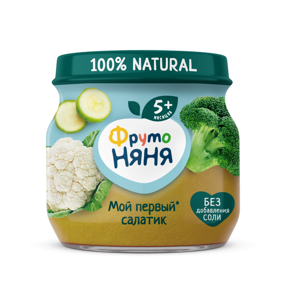 Пюре ФрутоНяня брокколи-кабачок-цветная капуста, 80г