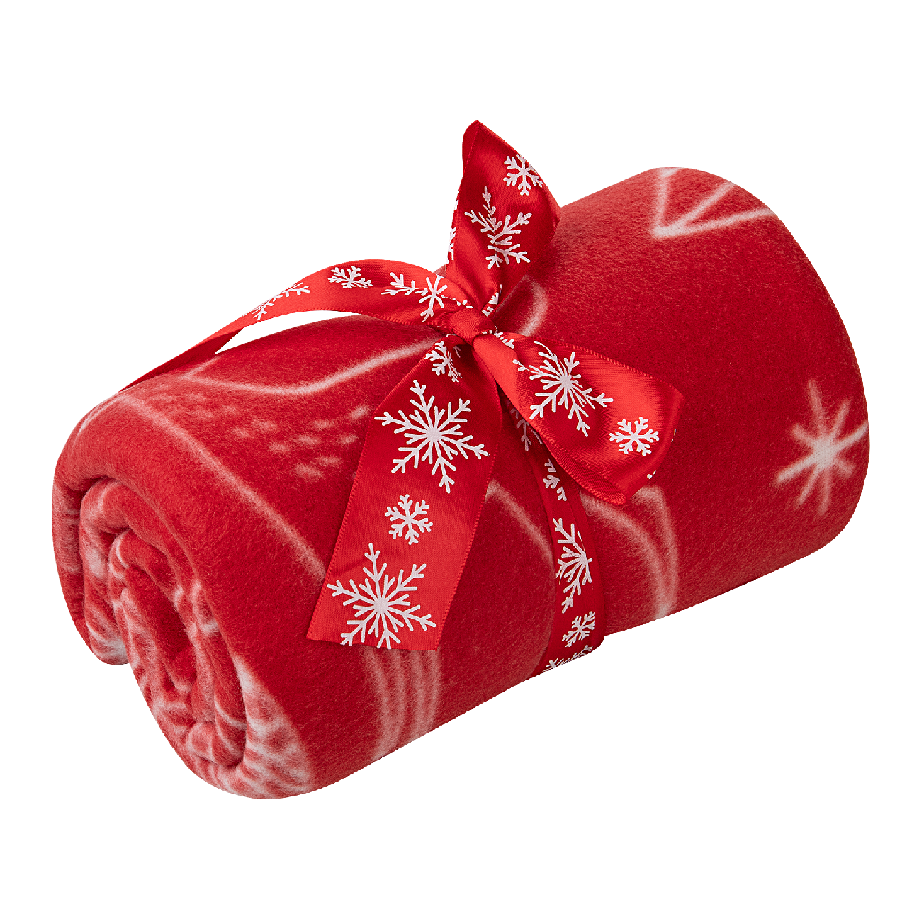 Tarrington House Плед флисовый красный с принтом олени 170г, 130 х 170см