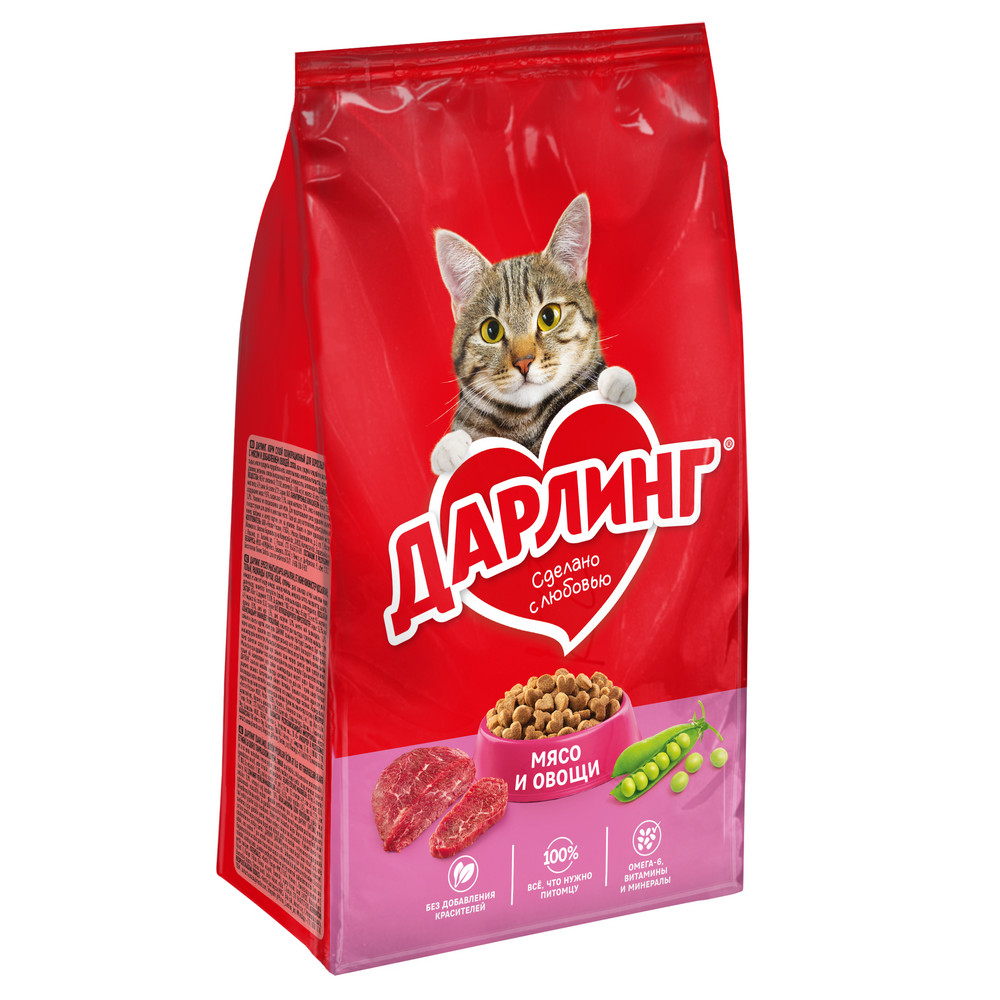 Корм сухой Дарлинг для кошек мясо-овощи, 1.75кг