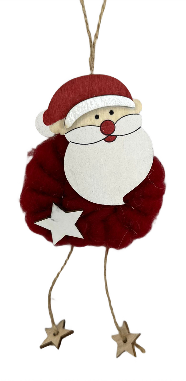 Подвеска из дерева олень-Санта