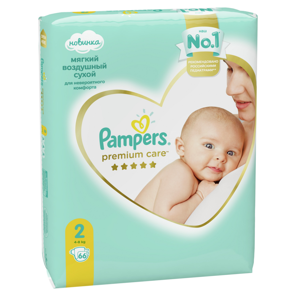 Подгузники Pampers Premium Care Mini 2 (4-8 кг, 66 штук)