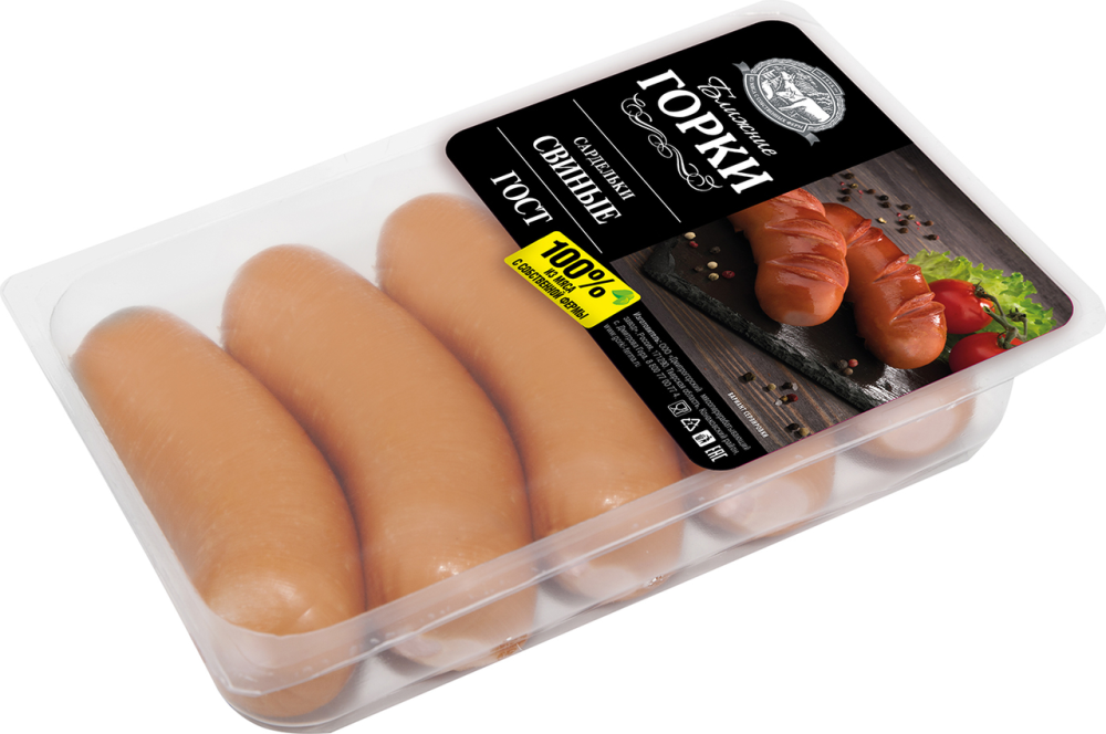 Сардельки Ближние Горки Свиные ГОСТ в натуральной оболочке 580г