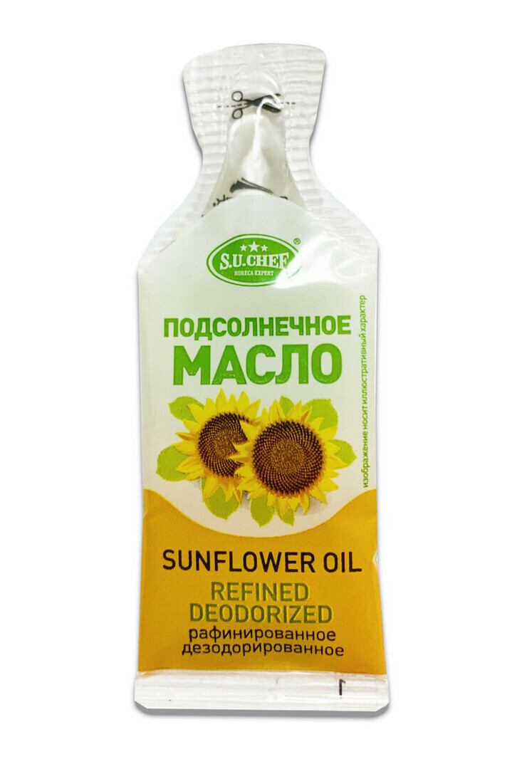 Масло S.U.Chef подсолнечное рафинированное дезодорированное 20шт x 10мл, 200мл