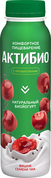 Йогурт питьевой Актибио вишня-семена чиа 1.5%, 260г