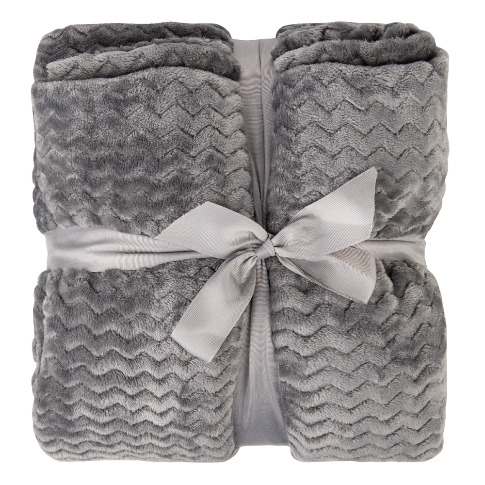 Tarrington House Плед микровелюр Волна графит 250г, 200 x 220см