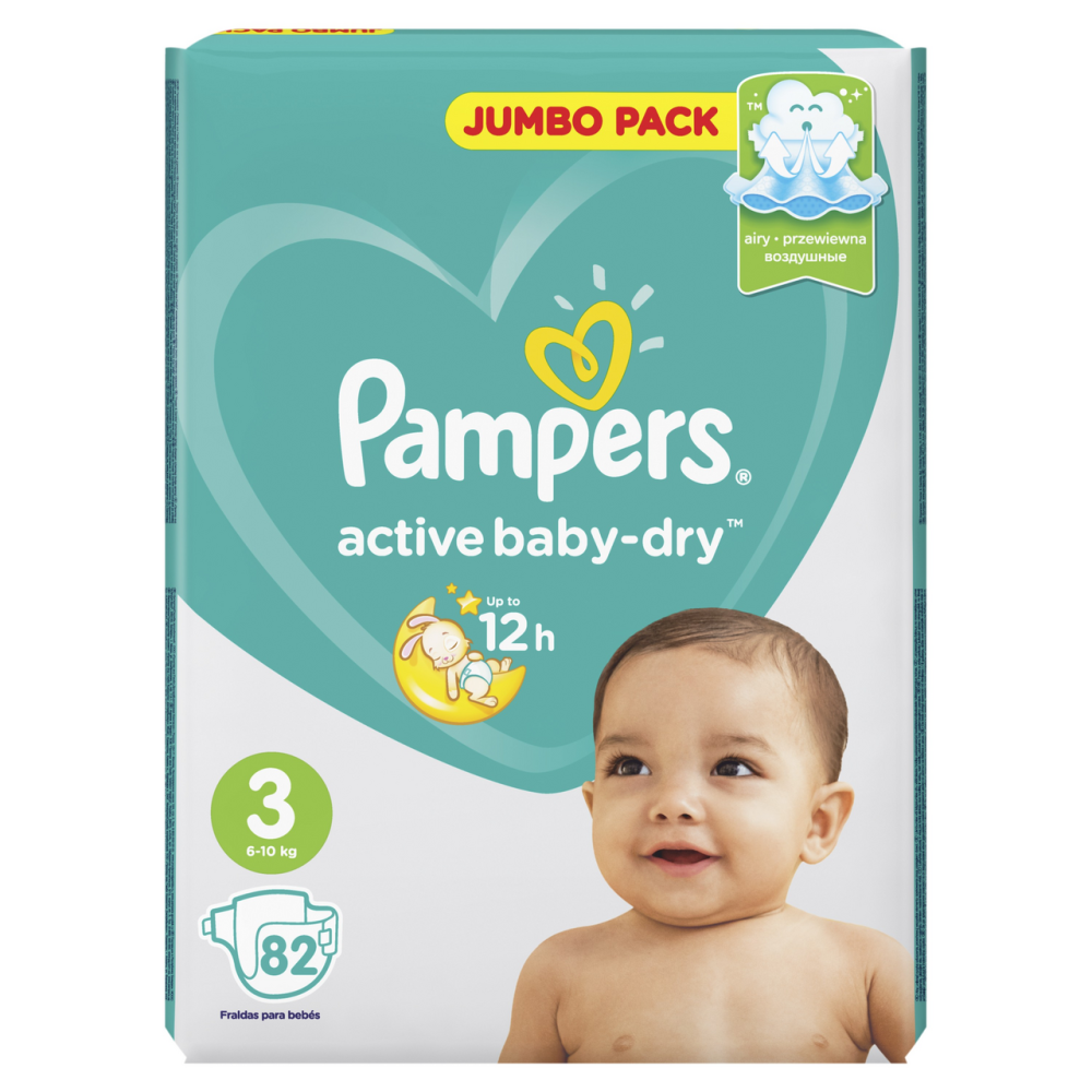 Подгузники Pampers Active Вaby midi 3 (4-9 кг, 82 штуки)