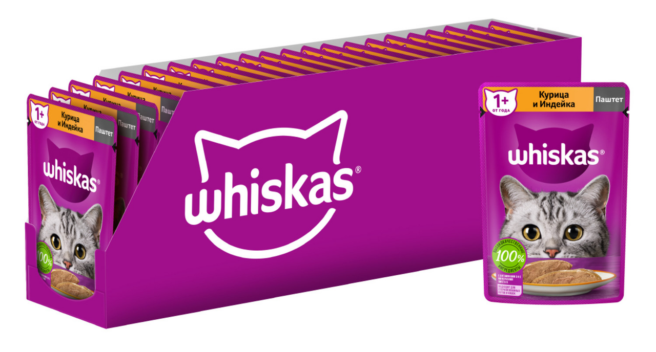 Корм для кошек Whiskas  паштет из курицы с индейкой 75г