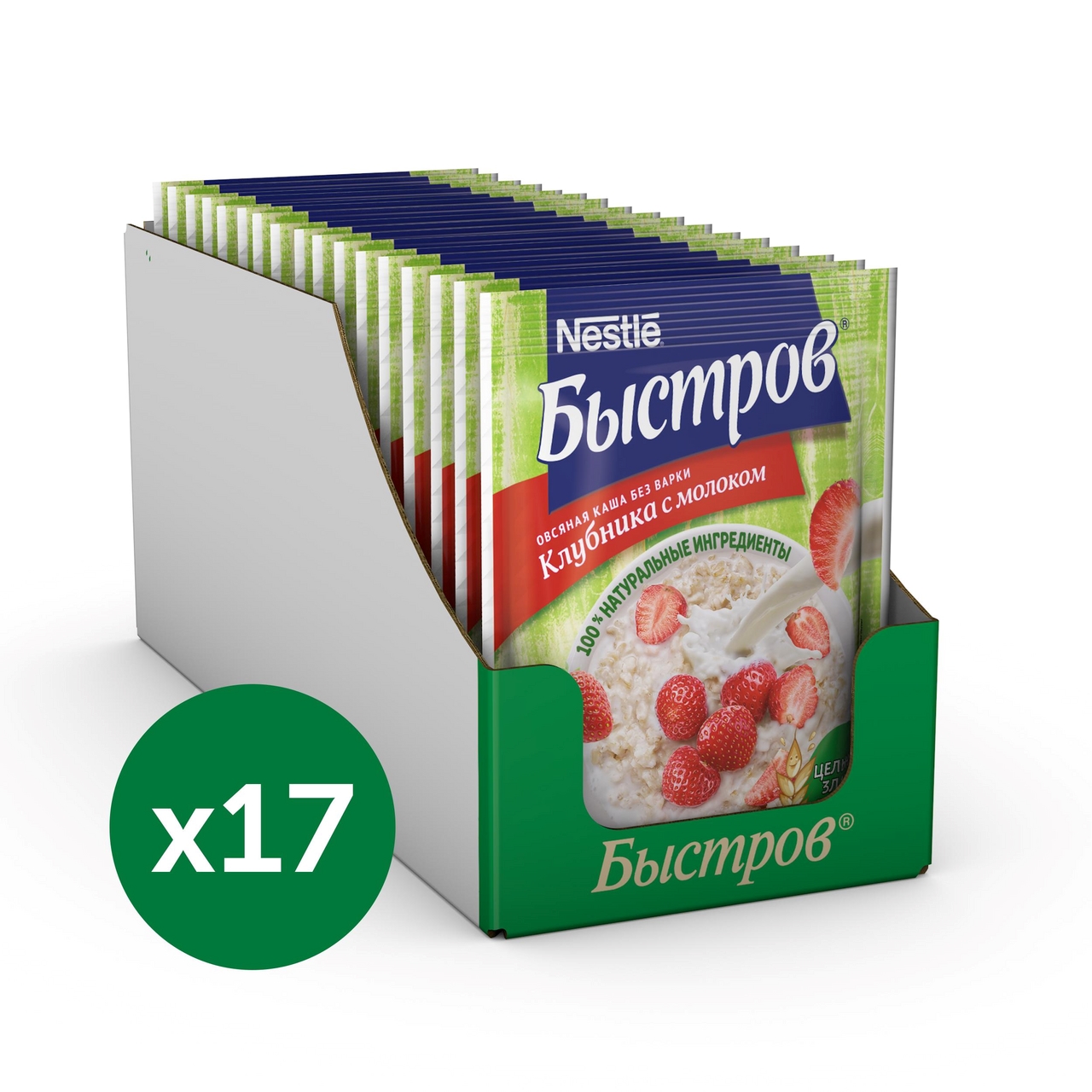 Каша овсяная Быстров клубника с молоком, 40г