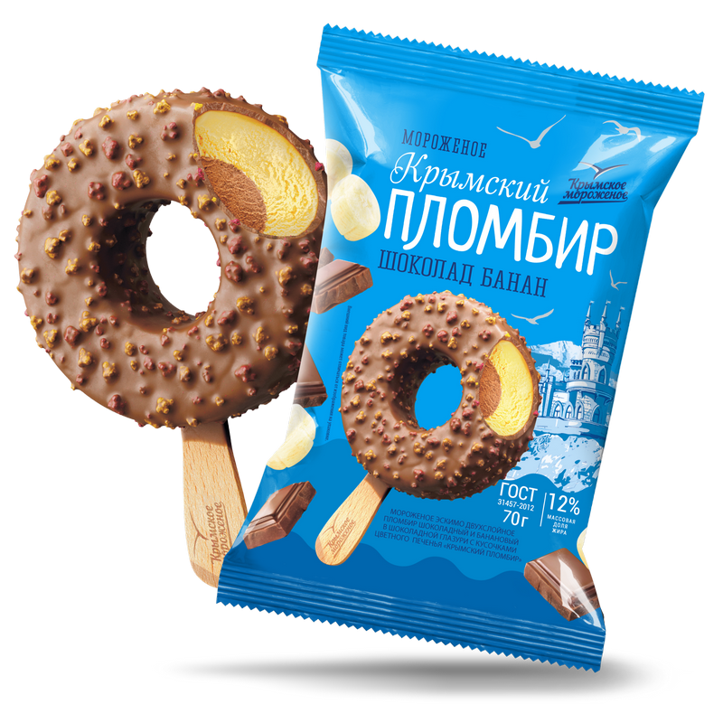 Мороженое Крымское мороженое эскимо шоколад-банан 12%, 70г
