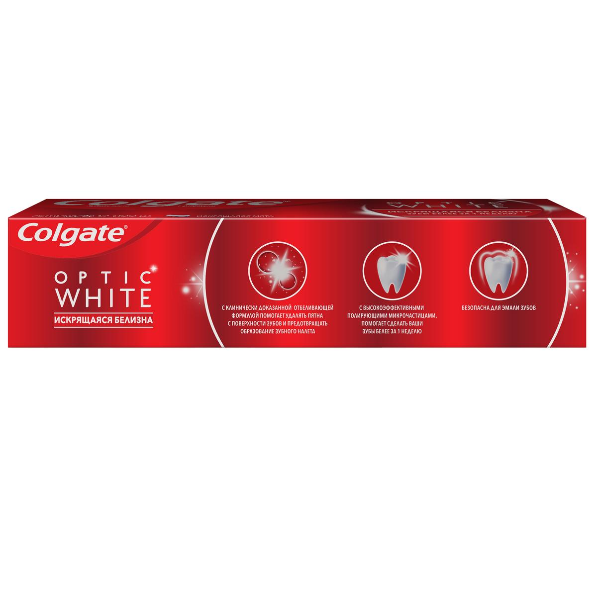 Зубная паста Colgate Optic White Искрящаяся белизна отбеливающая 75 мл