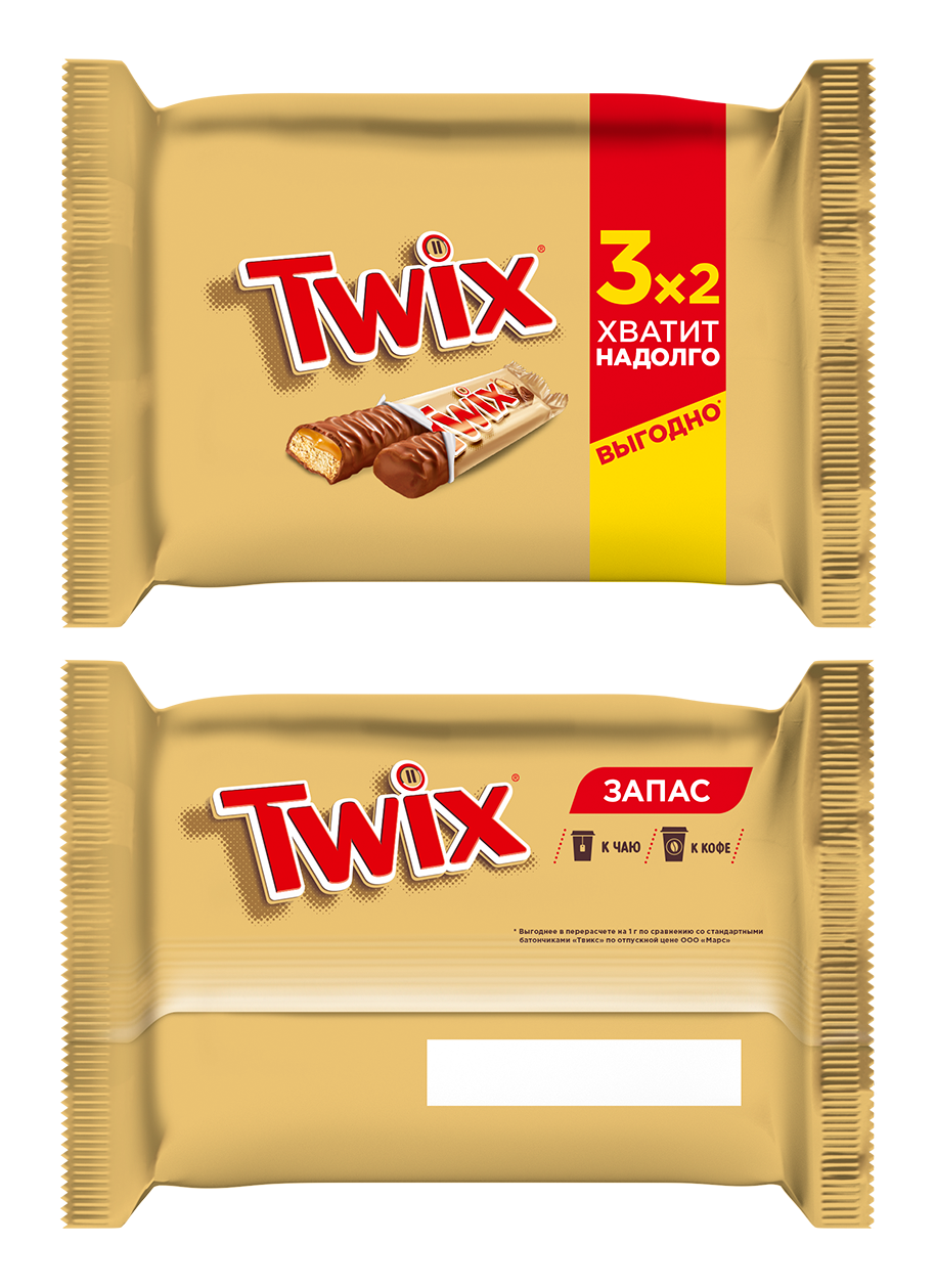 Шоколадный батончик Twix пачка 3шт по 55г