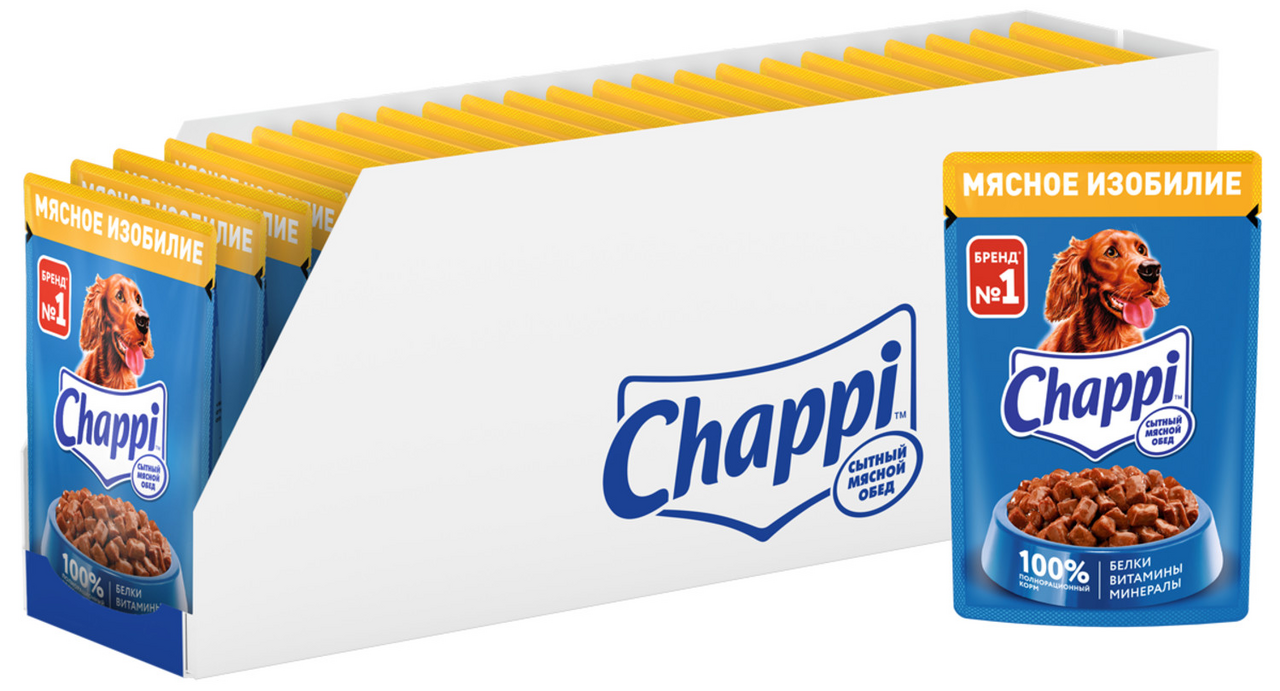 Корм влажный Chappi Сытный мясной обед Мясное изобилие для собак 85 г