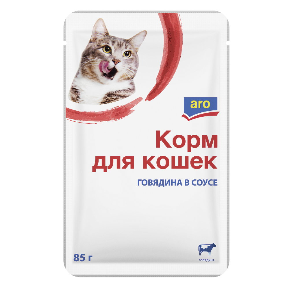Aro Корм для кошек говядина в соусе, 85г