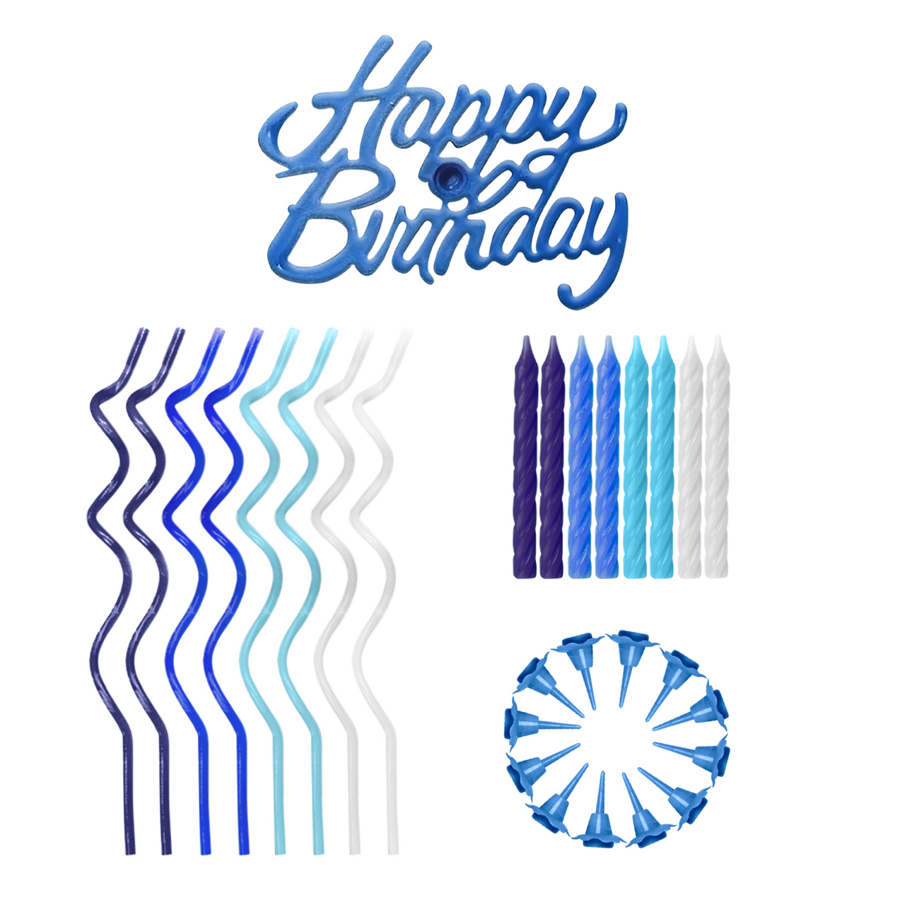 Набор для оформления кондитерских изделий Fiolento Happy Birthday синий, 25шт