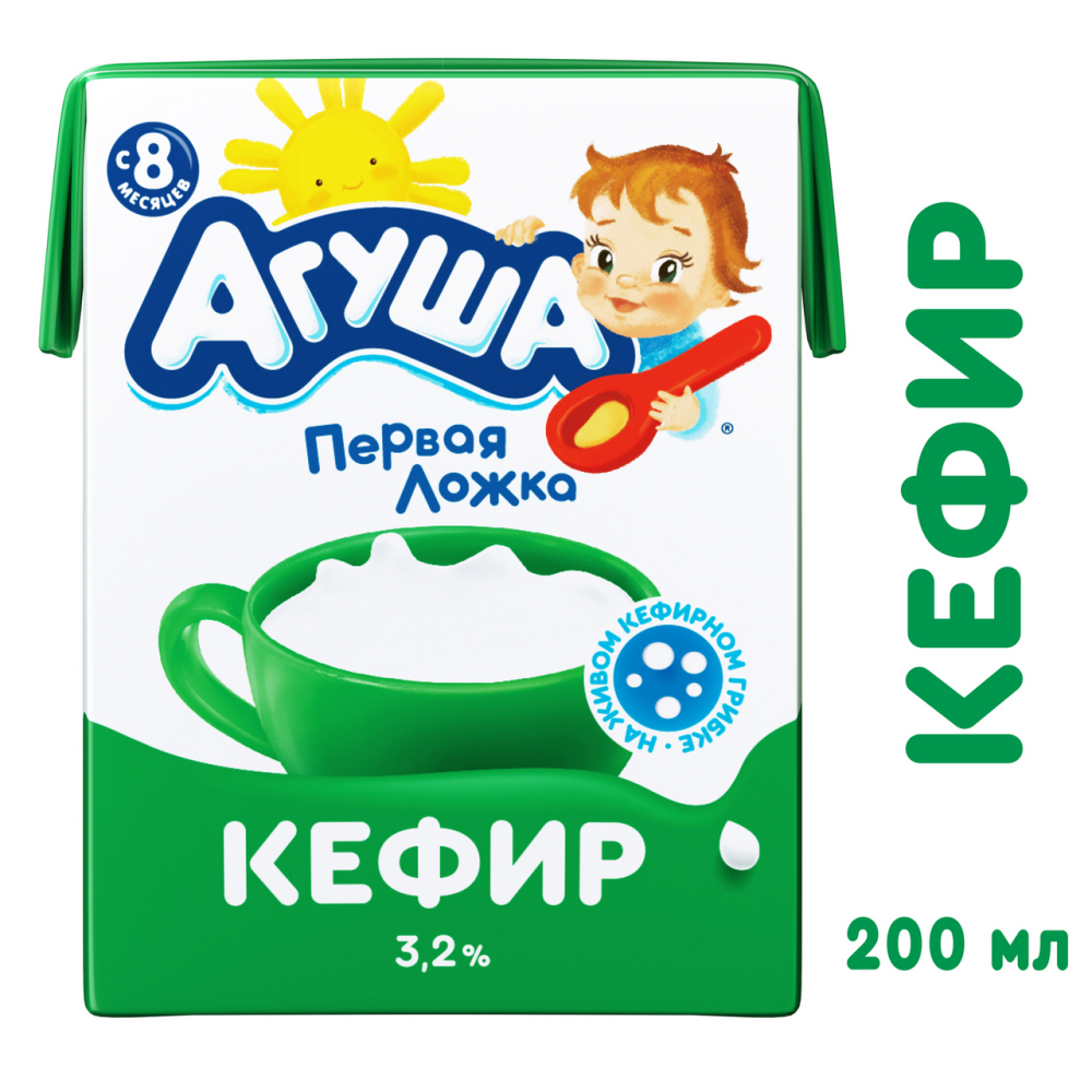 Кефир Агуша для детского питания с 8 месяцев 3,2% 0,204г