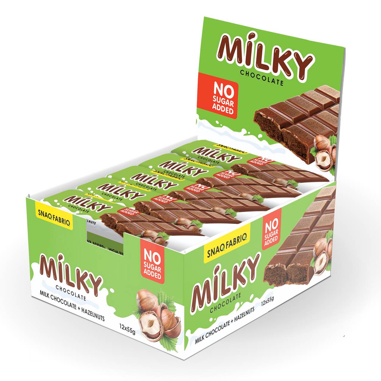 Шоколад молочный Snaq Fabriq Milky с шоколадно-ореховой пастой без сахара, 55г