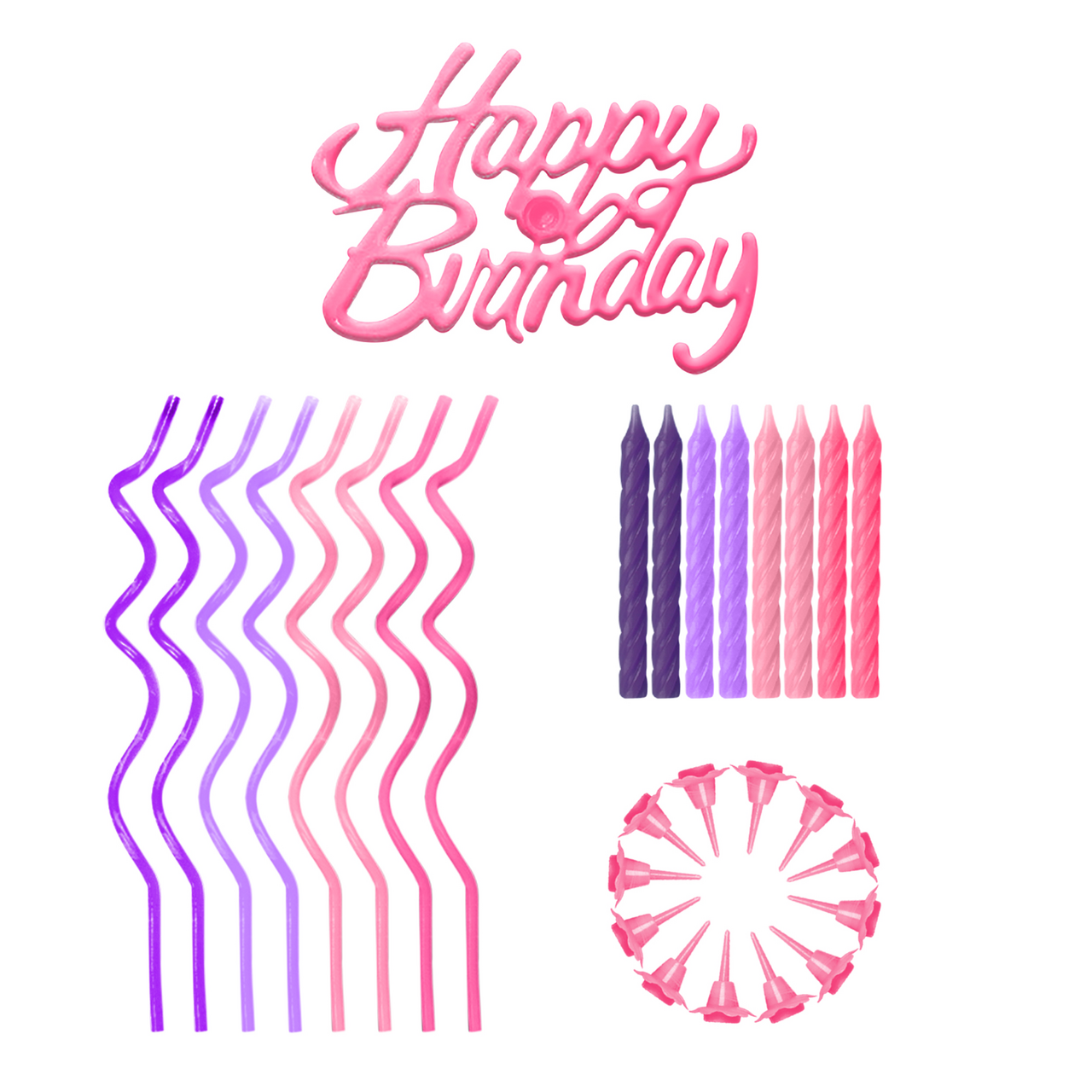 Набор для оформления кондитерских изделий Fiolento Happy Birthday розовый, 25шт