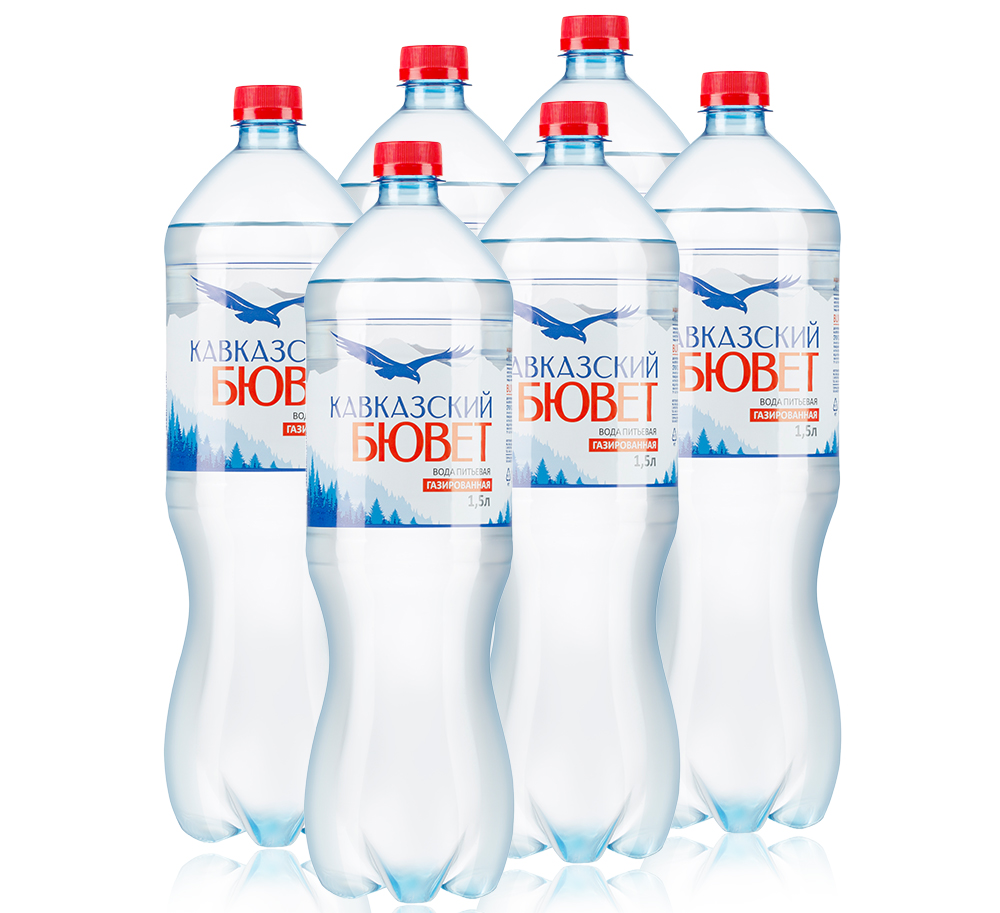 Вода питьевая Кавказский бювет газированная, 1.5л