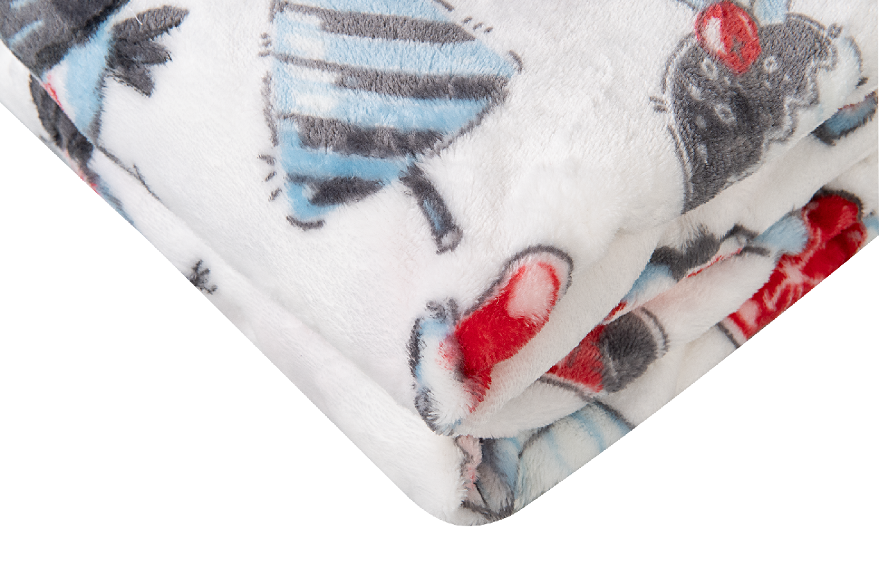 Tarrington House Плед микровелюр с сумкой с принтом снегири, 150 х 200см