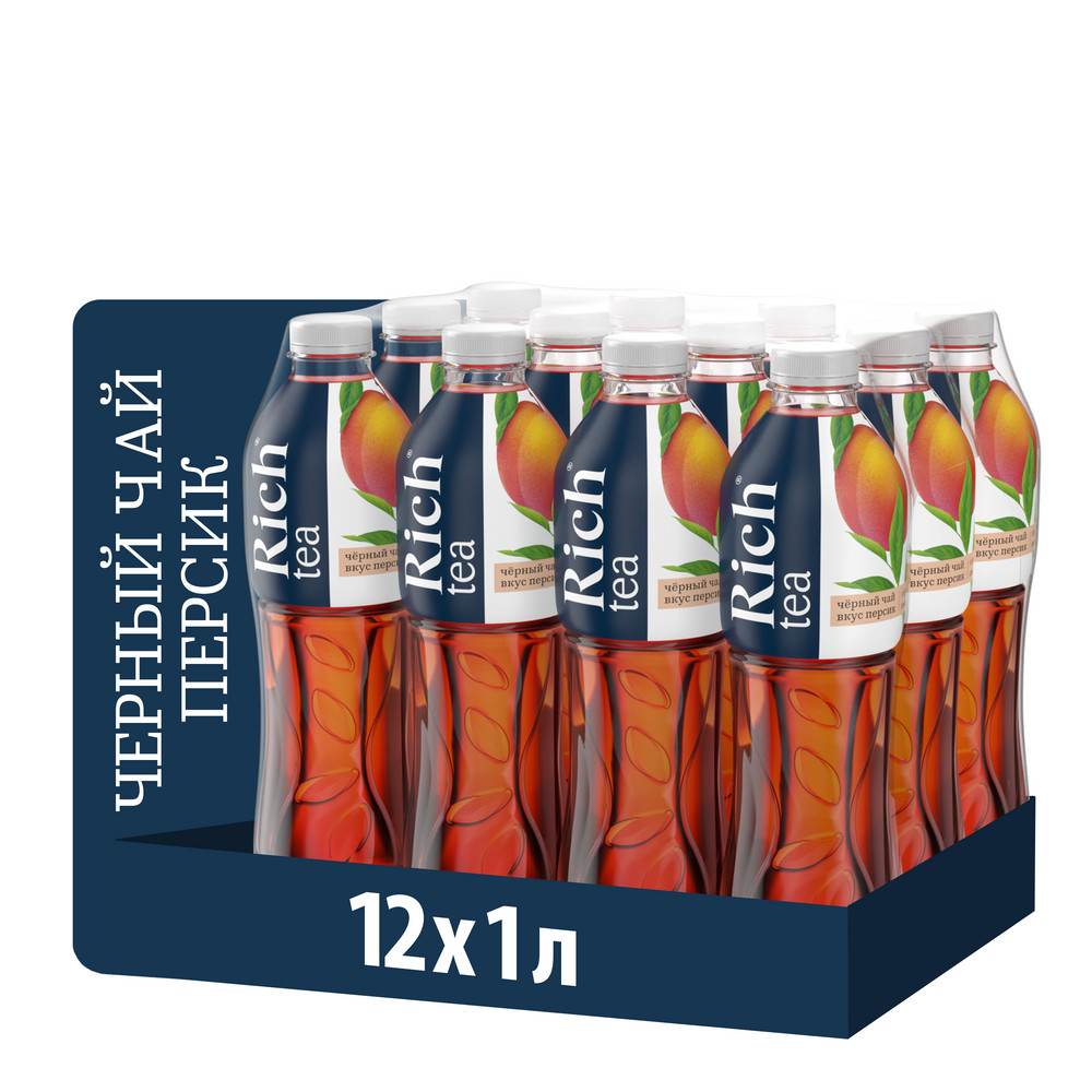 Холодный чай Rich tea черный со вкусом персика, 1л