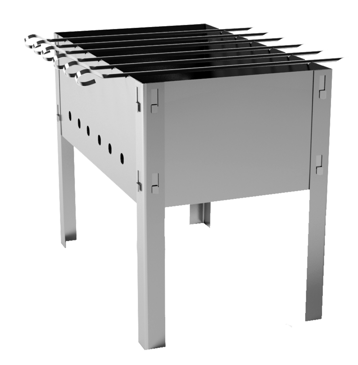 Мангал ТТ СевЗапУголь угольно-дровяной портативный сборно-разборной серый 35 х 25 х 35 см + 6 шампуров