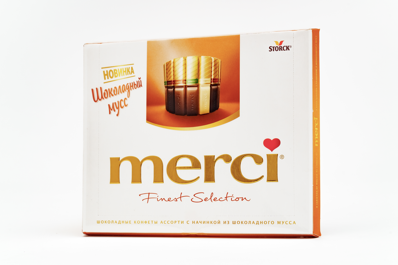 Конфеты Merci шоколадные с начинкой из шоколадного мусса ассорти 210 г