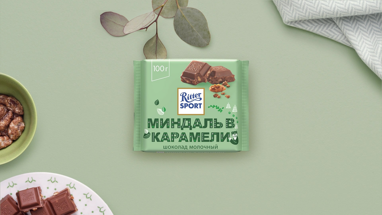 Шоколад Ritter Sport Миндаль в карамели, 100г