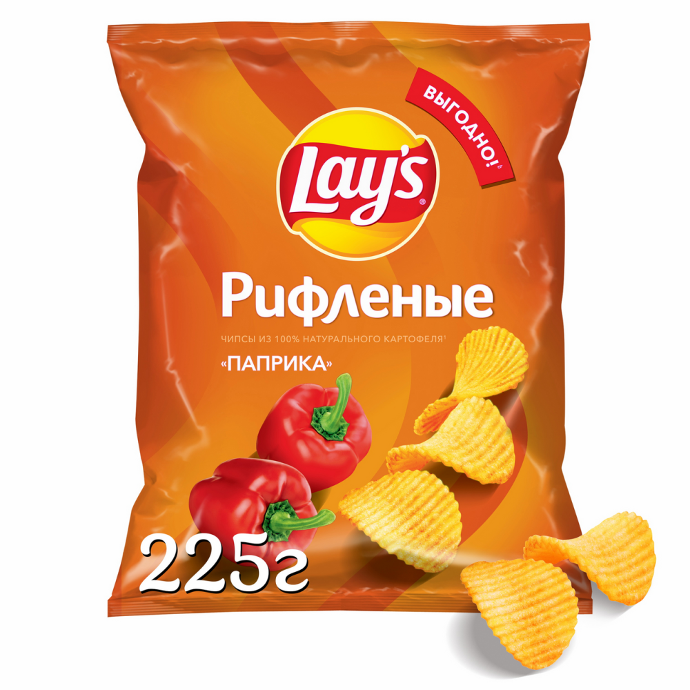 Чипсы рифленые паприка Lay's, 225г
