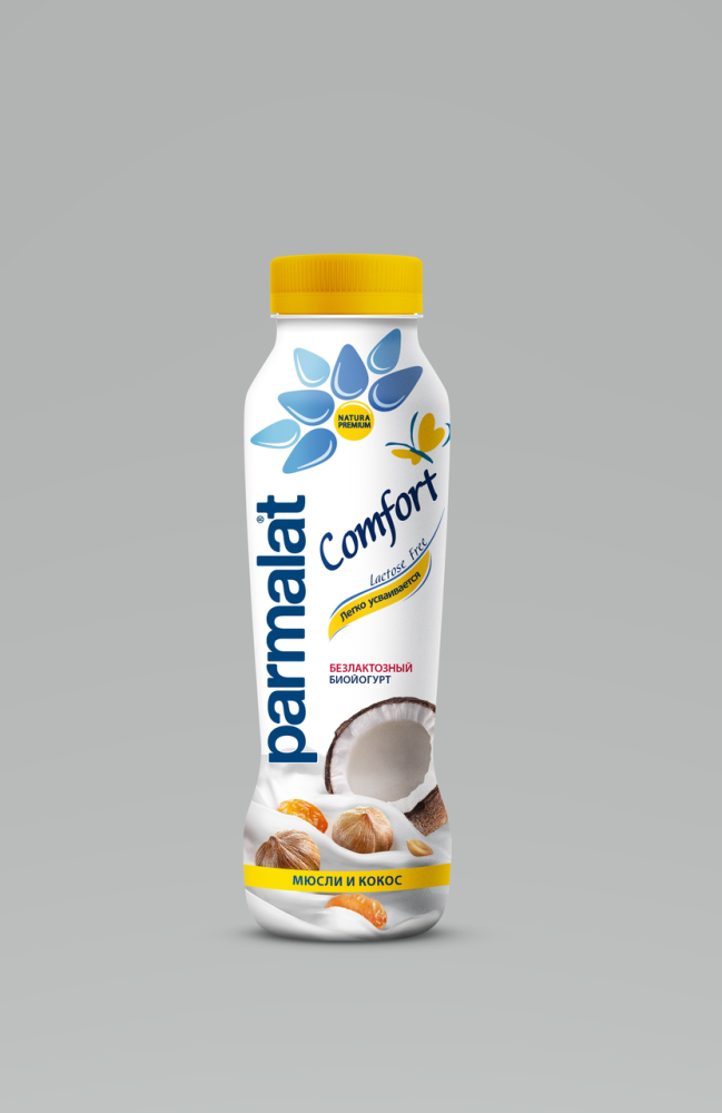 Биойогурт Parmalat питьевой Comfort безлактозный Мюсли-Кокос 290 г