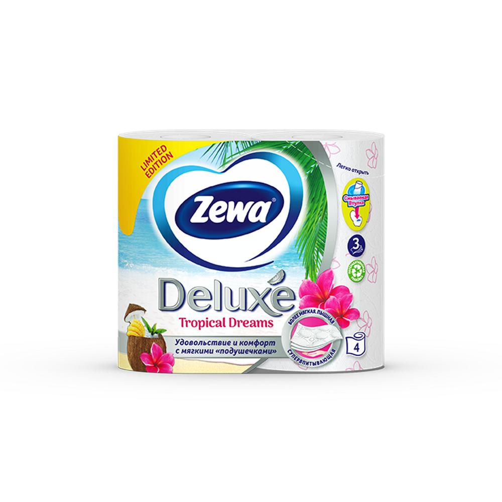 Бумага туалетная Zewa Deluxe белая 3-слойная 4 рулона