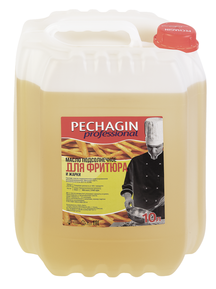 Масло подсолнечное Pechagin Professional для фритюра и жарки, 10л