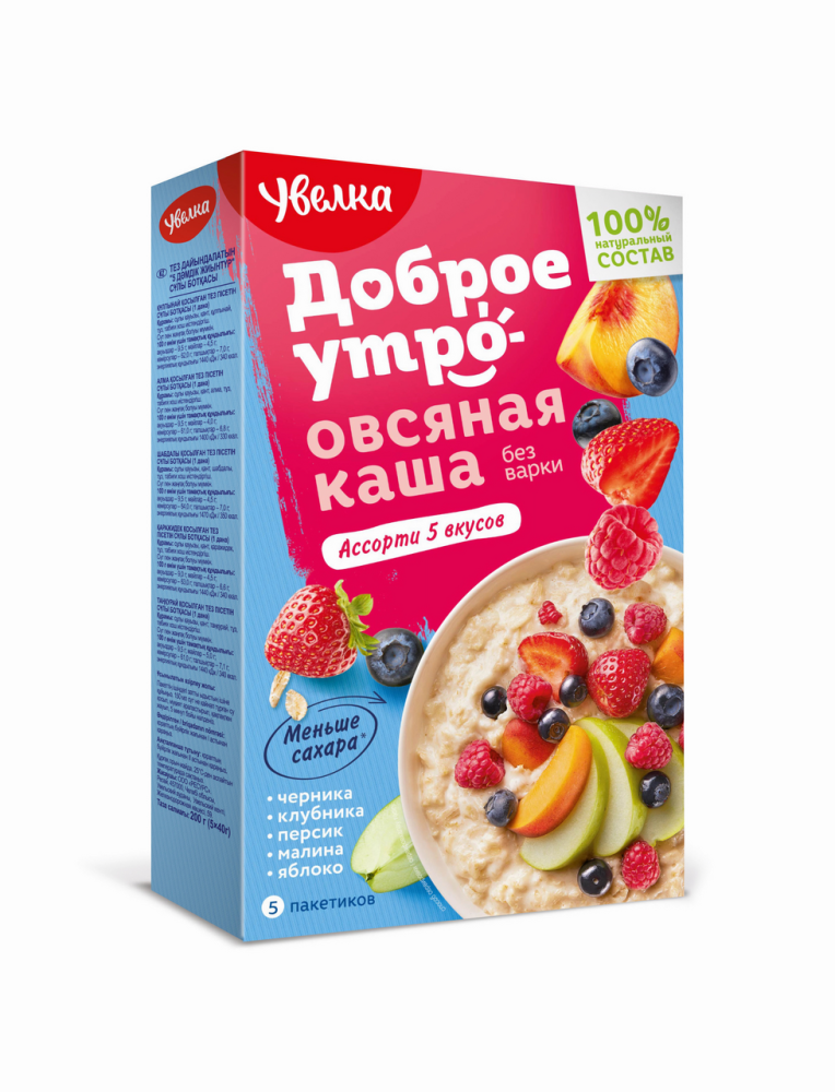 Каша овсяная Увелка ассорти 5 вкусов (40г x 5шт), 200г