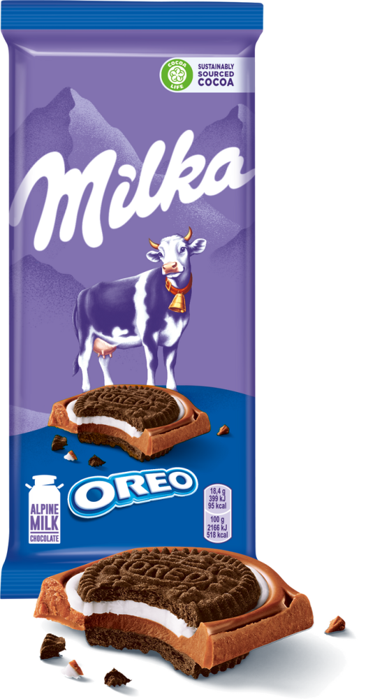 Шоколад Milka молочный с круглым печеньем Орео со вкусом ванили 92 г