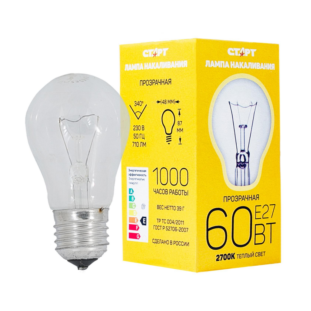 Лампа Старт груша Б 60Вт Е27