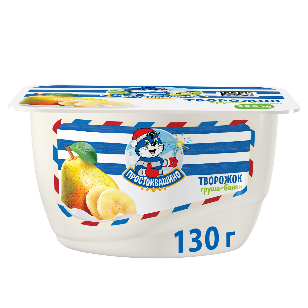 Продукт творожный Простоквашино груша-банан 3.6%, 130г