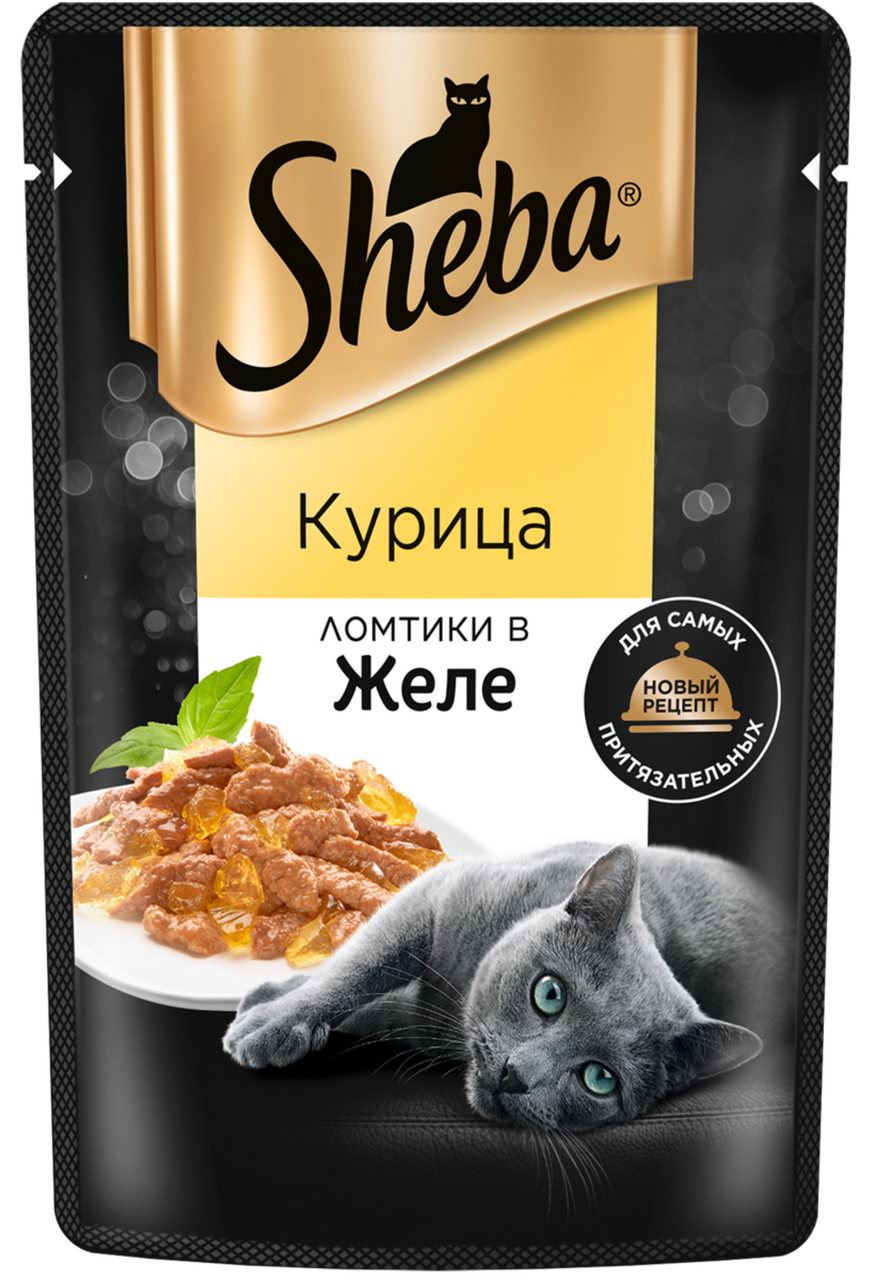 Влажный корм для кошек Sheba Ломтики в желе с курицей, 75г