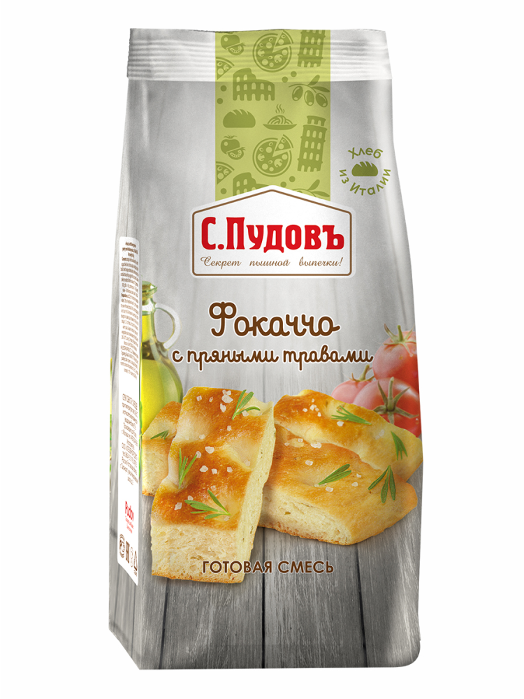 Смесь для выпечки С.Пудовъ для фокаччо с пряными травами, 400г