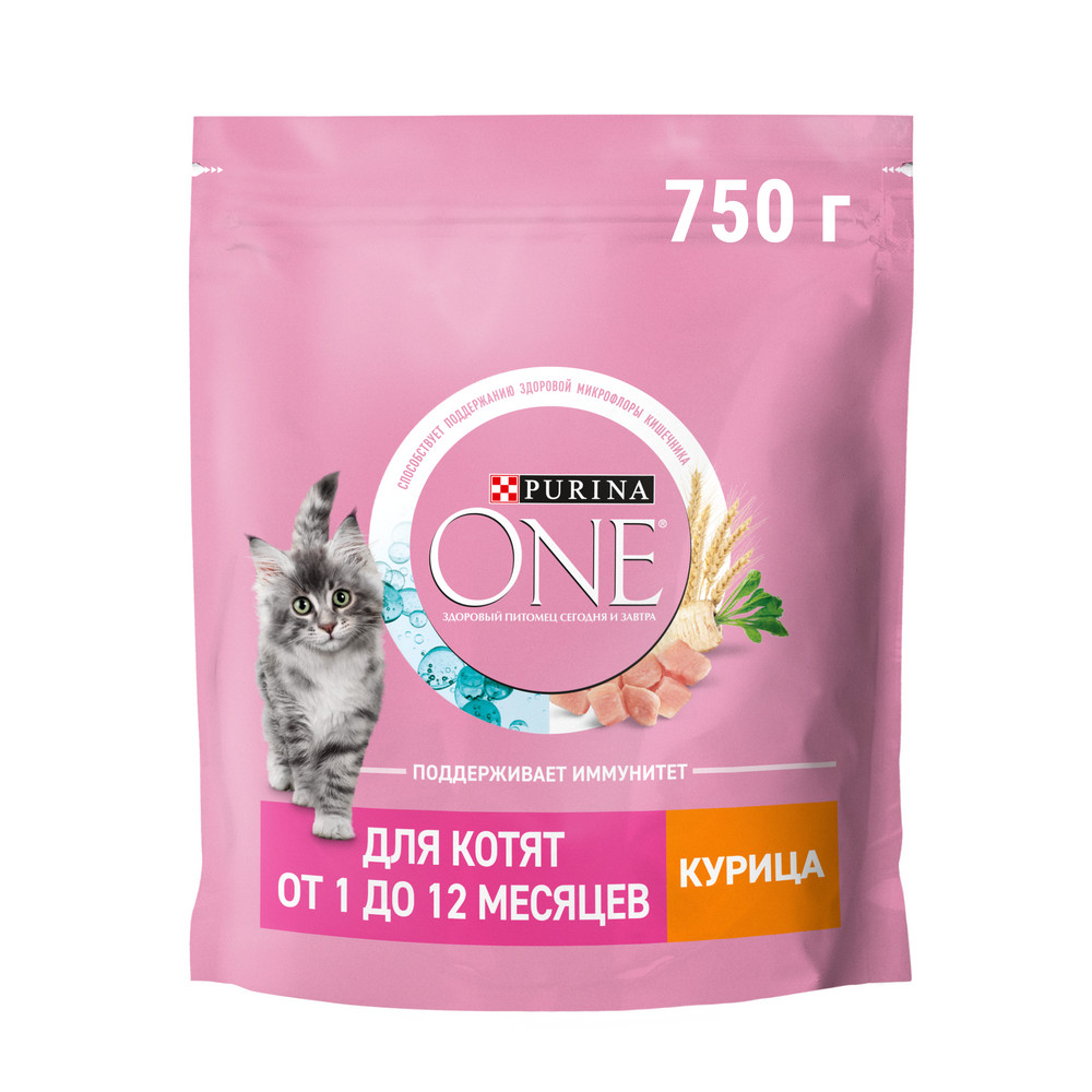 Корм сухой Purina One для котят курица-цельные злаки, 750г