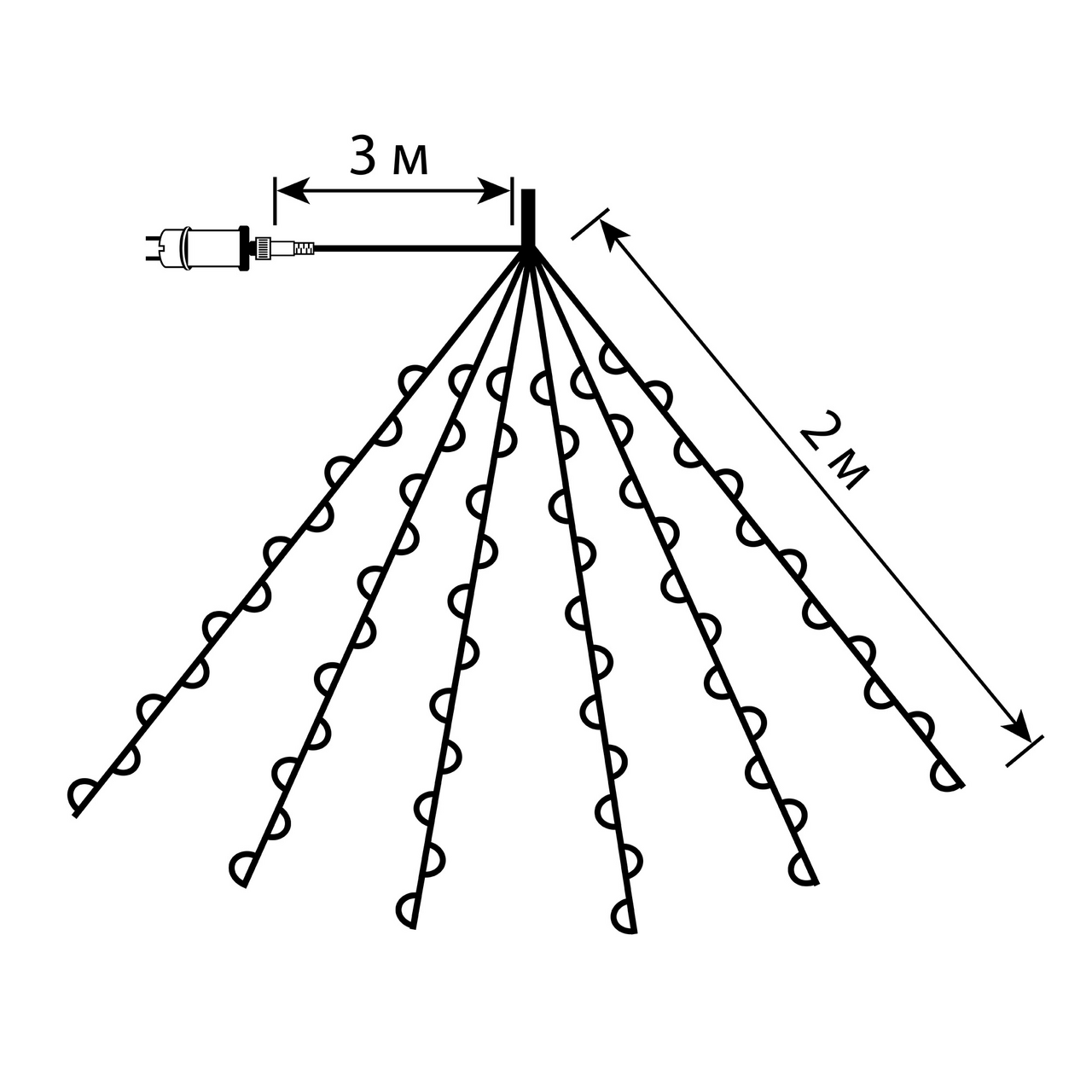 Электрогирлянда Glos Звездные лучи холодный белый нано 240Led