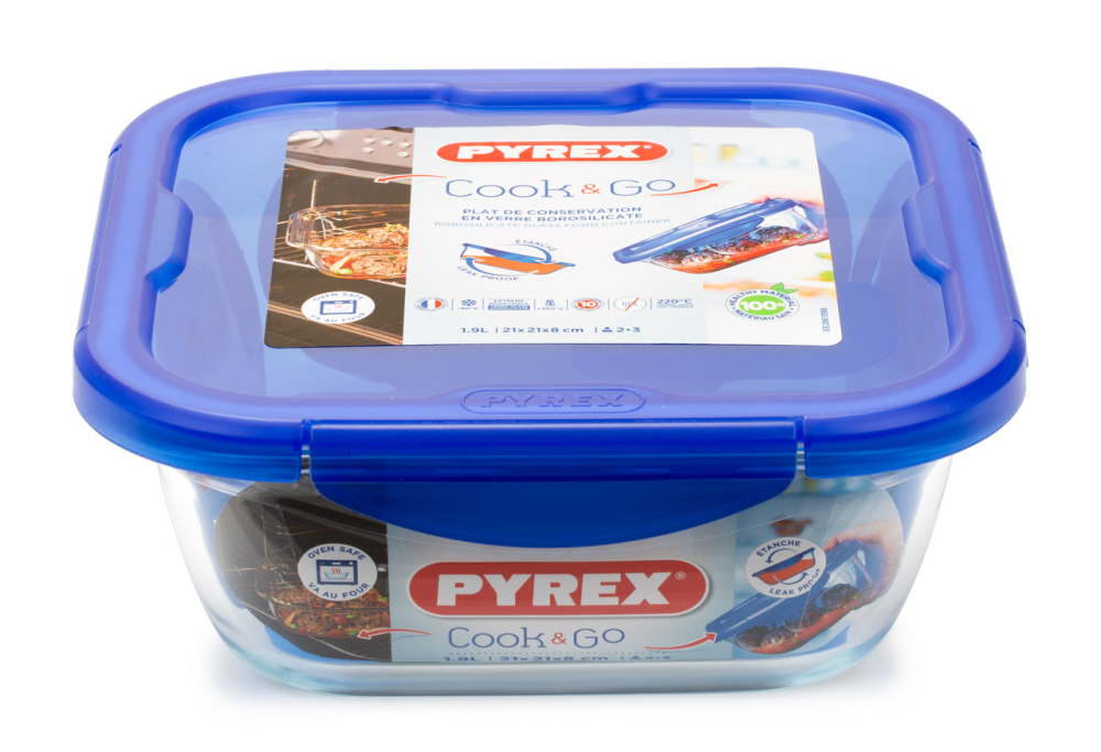 Форма Pyrex Cook&Go с крышкой 21 x 21 x 8см, 1.9л