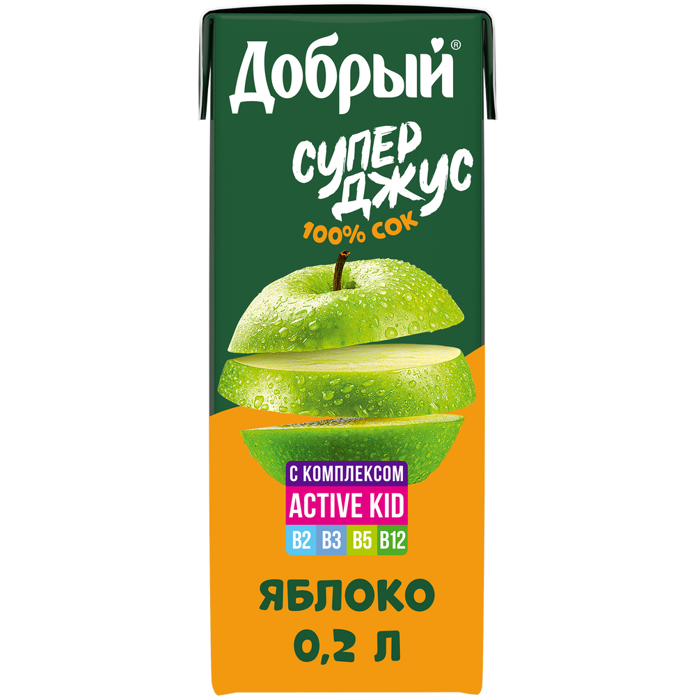 Сок Active kid яблочный обогащенный витаминным комплексом, 200мл