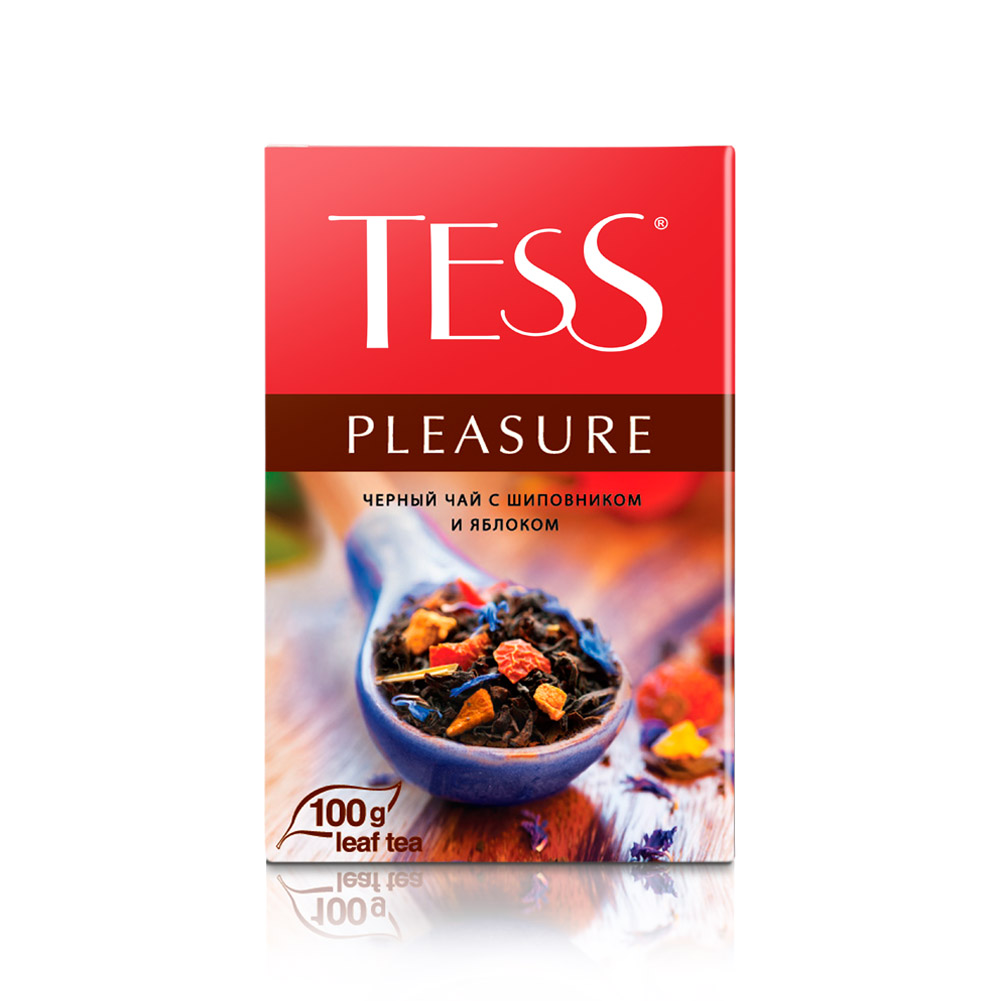Чай черный Tess Pleasure шиповник-яблоко листовой, 100г