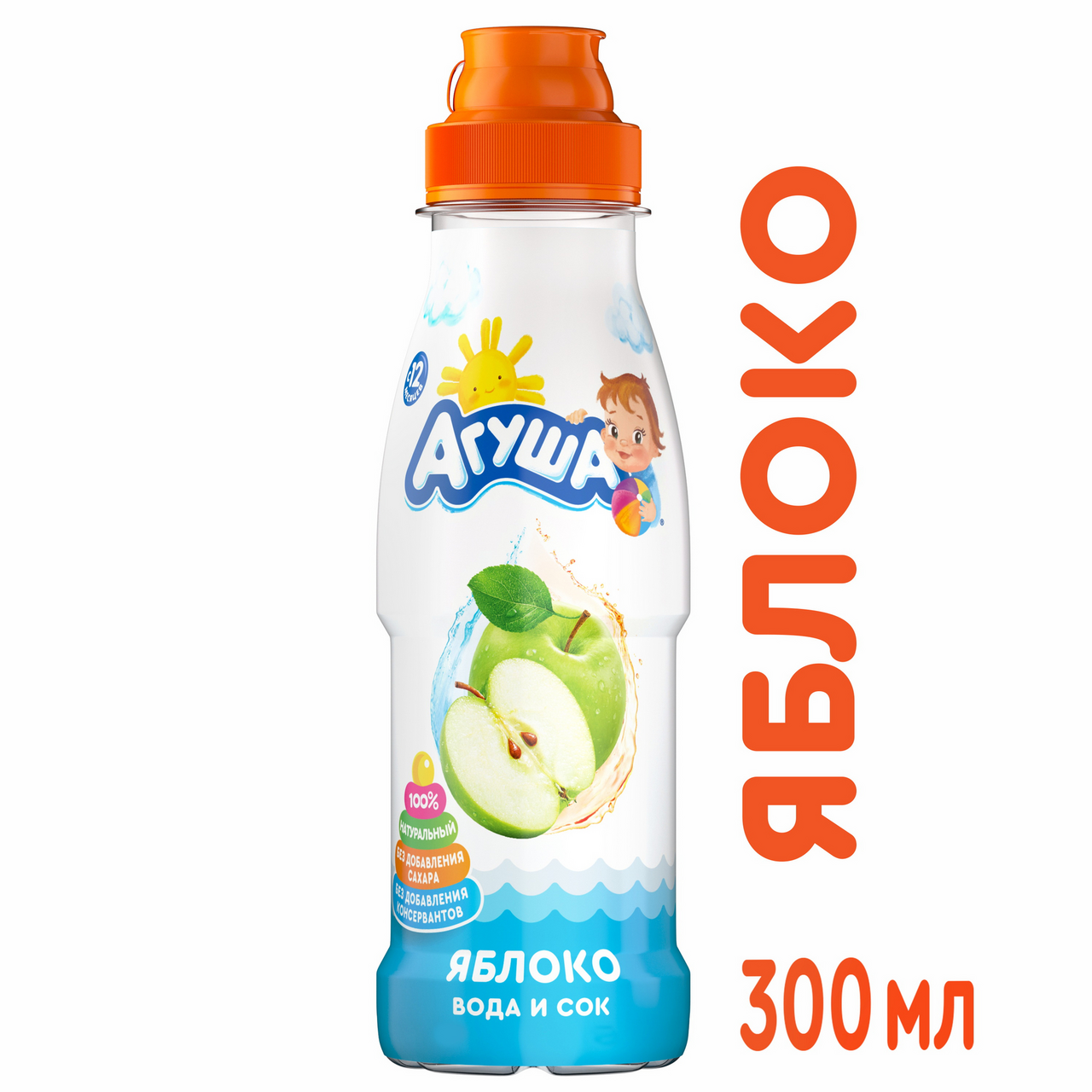 Напиток Агуша сокосодержащий Яблоко с 12 месяцев, 300мл